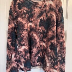 Zara Pink & Black Tie-Dye Crewneck Sweater
